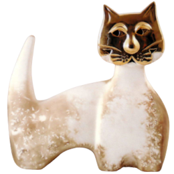 Ceramic and 23K gold cat by Pauline Pelletier