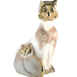 Ceramic cat and 23k gold mother and child by Pauline Pelletier