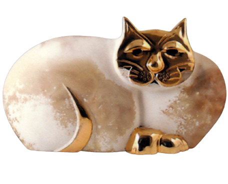Ceramic and 23K gold cat Pauline Pelletier