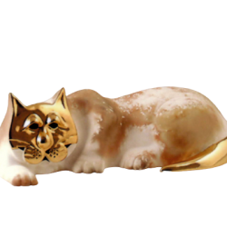23K ceramic and gold cat by Pauline Pelletier