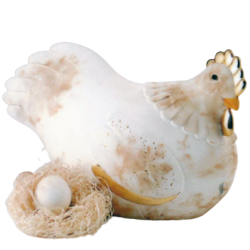 23 K ceramic and gold hen